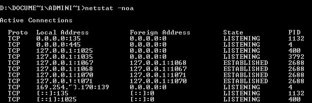 Investigate port in windows xp